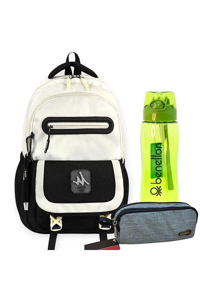 MASTER PACK School Bag with Tablet Compartment, Double Eyed Pencil Bag, Water Bottle & Flask Gift