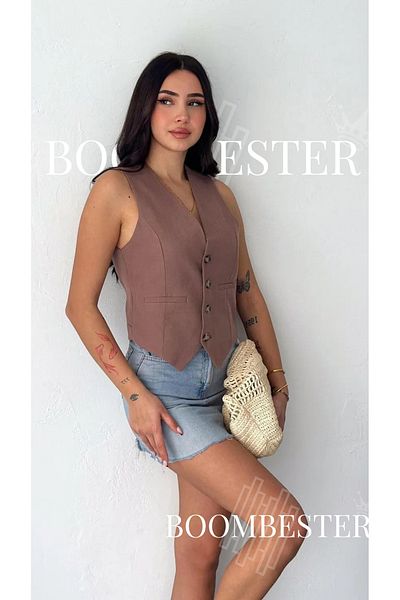 BoomBester Women's Lined Linen Flam Vest