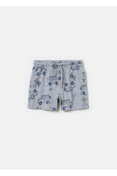 Ovs Cotton Shorts With Drawstring And Print