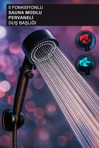 Mikasso Banyo Duş Başlığı Filtreli Yüksek Basınçlı El Duşu Banyo Fiskiyesi Pe...