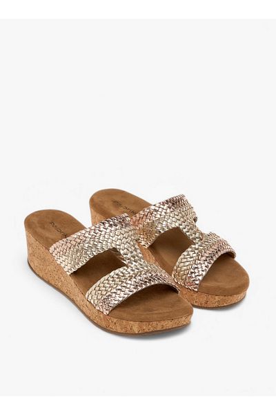 Paprika Textured Leather Slip-On Comfort Sandals
