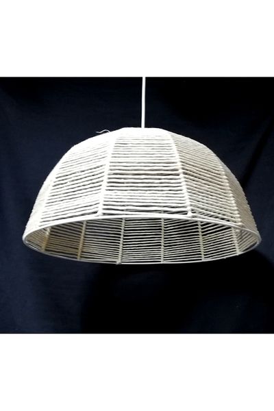 TEKAY AYDINLATMA Chubby Cream Macrame Rope Chandelier Diameter: 30 cm