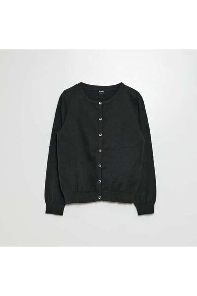 KIABI كارديجان محبوك سادة باللون الأسود