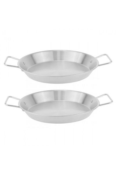 Culinaro Set of 2 paella pans with 2 stainless steel handles 26.5xh3.3cm, silver