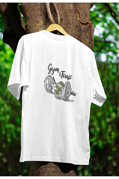 MG Gym Tonic Printed Unisex Circle Neck Cotton Oversize Fit Short Sleeve T-Shirt