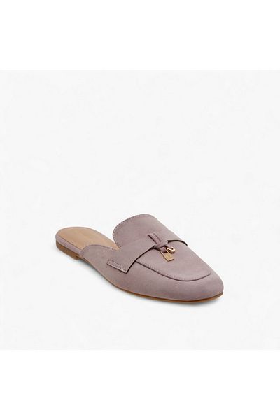 Flora Bella by Shoexpress Solid Slip-On Mules with Metal Accent