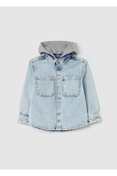 Ovs قميص جينز بغطاء رأس من الصوف