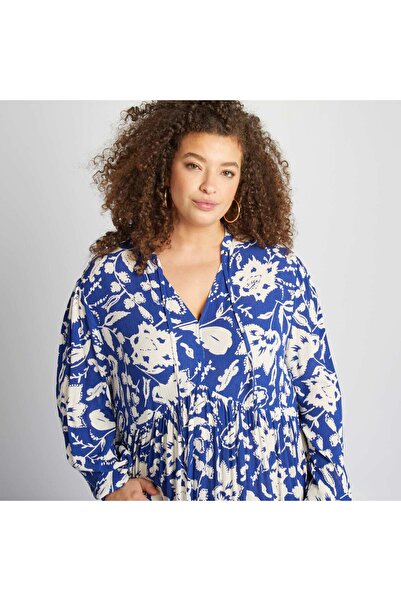 KIABI Long patterned dress BLUE