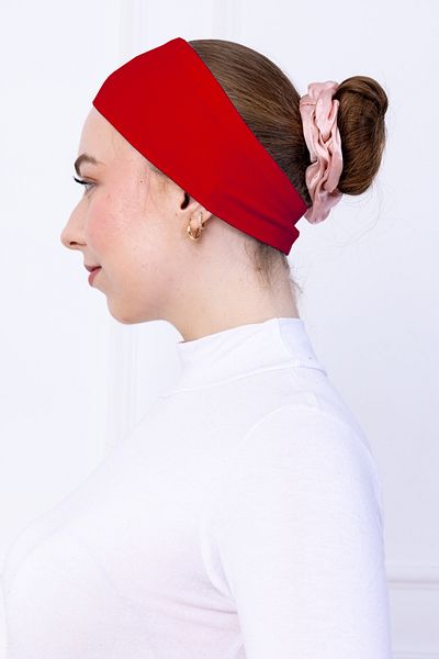 Loggia Non-Slip Bandana Red Pink Non-Slip Silicone Sporty Hair Band - Slip Hijab Bonnet