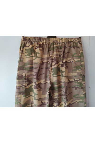 butikdünyası Camouflage Pants Elastic Waist 5 Pieces Cep Bridge Wide Leg