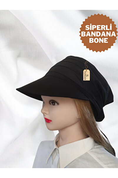 Visor Bandana Bonnet - BLACK - Practical Daily Athlete Women's Hijab Chemotherapy Cap