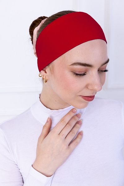 Loggia Non-Slip Bandana Red Pink Non-Slip Silicone Sporty Hair Band - Slip Hijab Bonnet