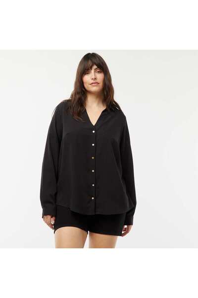 KIABI Flowing crepe knit blouse BLACK