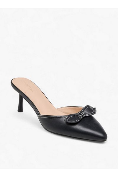 Flora Bella by Shoexpress Women Bow Accent Slip-On Mules with Flared Heels