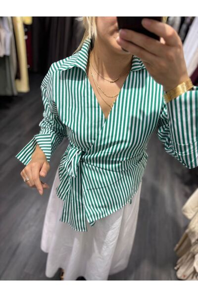 Haticepalas Double-breasted Tie-Up Blouse