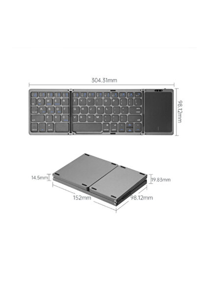 H Katlanabilir Beyaz Er Ciaza Bluetoot Ile Uyumlu Portatif Taşınabilir Dokunmatik Mini Klavye
