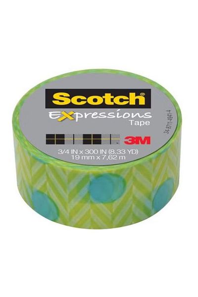 3M Green Chevron & Blue Dot Washi Tape - Decorative Craft & Planner Tape