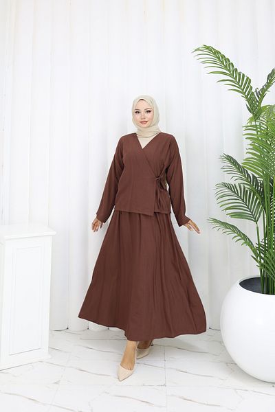 ALLMİRA FASHION Side Tie Kimono Skirt Hijab Double Set