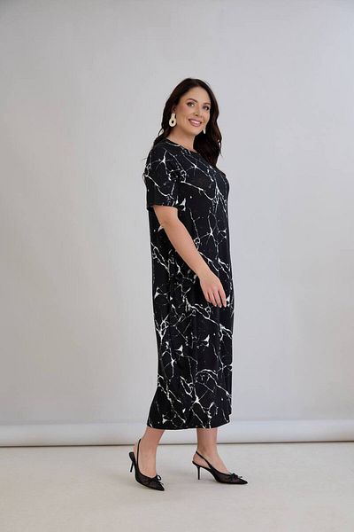Butik Ayseba Women's Plus Size Pocketed Long Combed Cotton Dress