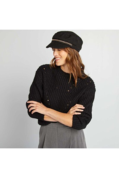 KIABI كارديجان محبوك سميك باللون الأسود