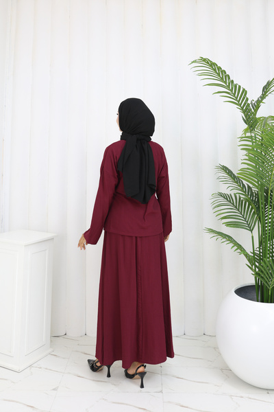 ALLMİRA FASHION Side Tie Kimono Skirt Hijab Double Set