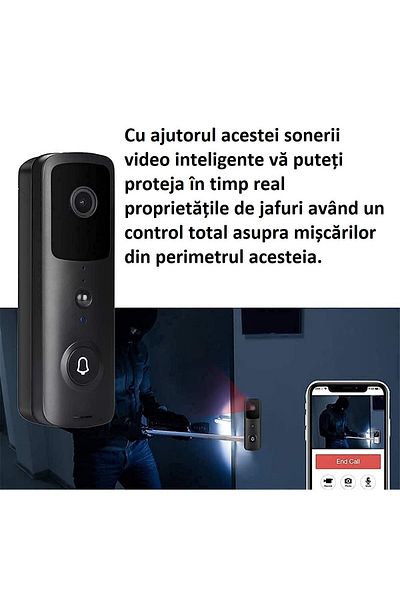 MOAWAVE Smart Video Doorbell, Motion Detection, Built-in Microphone, Night Vision Function, Ios or Android,
