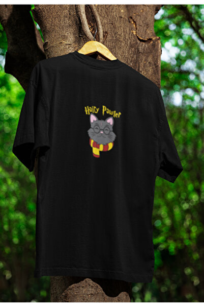 MG تي شيرت هاري بوتر مطبوع للجنسين برقبة دائرية من القطن ذو قصة كبيرة وأكمام ...
