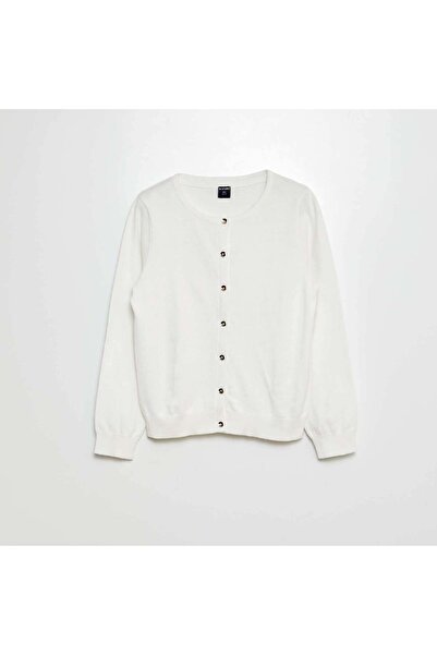 KIABI كارديجان محبوك سادة باللون الأبيض