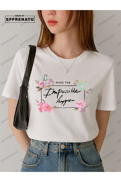 EFFRENATU Plus Size T-Shirt with Floral Print and Distinctive Colors for Women