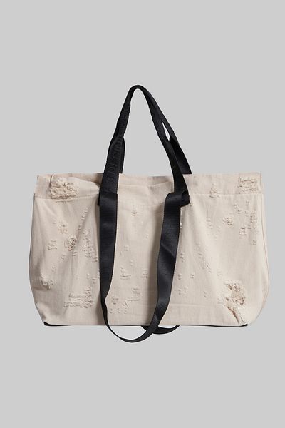 its basic Beige Color Denim Fabric Wear Detailed Hand and Shoulder Strap Design Bag