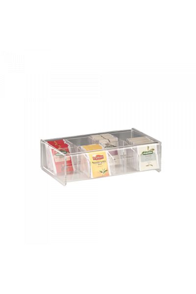 Raki Suport dreptunghiular acrilic pentru pliculete ceai cu 8 compartimente 17x27,5x18,5cm