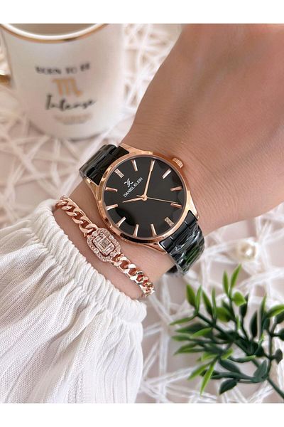 Daniel Klein Steel Cord 3 Atm Water Resistant Special Design Women Wrist Watch+Bracelet Vs.Blkt.0493