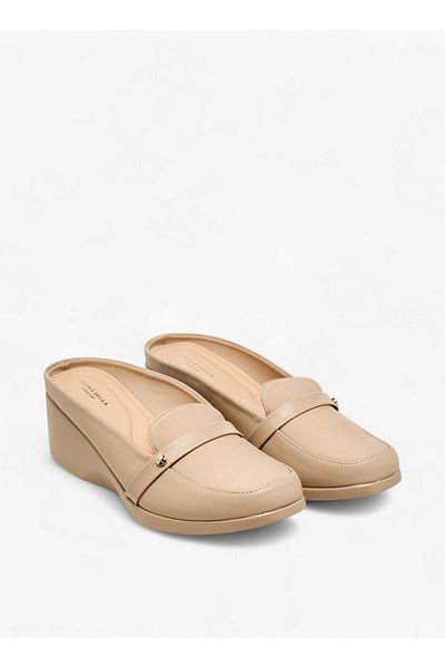 Flora Bella by Shoexpress Solid Slip-On Mules with Wedge Heels