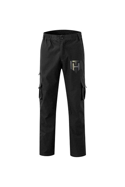 huitich Men’s Casual Multi-Pocket Workwear Trousers Black, Size XL