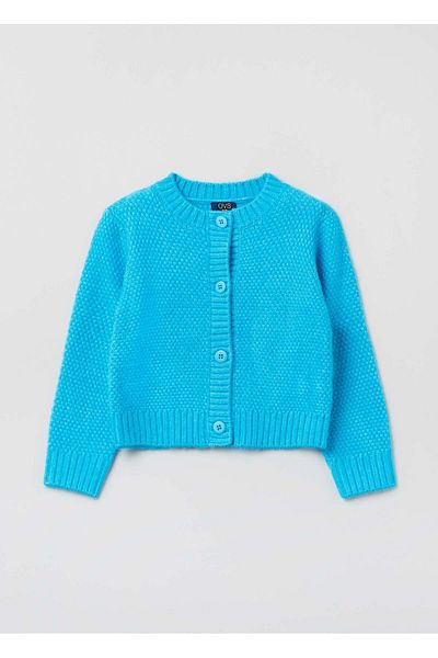 Ovs Girls Rice Stitch Crew-Neck Cardigan