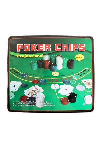 dalimag Set Poker 500 Piese, 2 Pachete de Cărți, Cutie Metalică de Depozitare Inclusă,