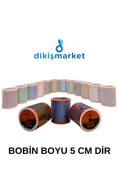 dm dikişmarket 120 No Karışık Renkli Dikiş Ipliği Küçük Boy Dikiş Ipi Makara (500 MT)-YERLİ ÜRETİM