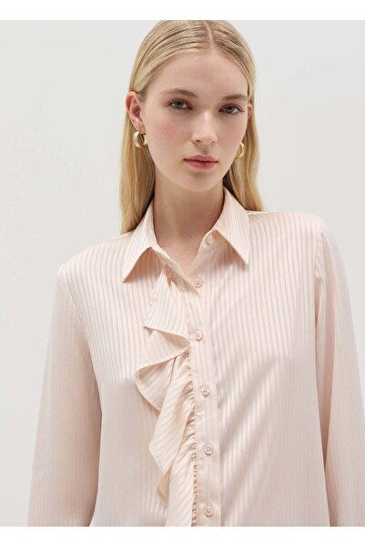 Ovs Satin Shirt With Stripes And Flounce
