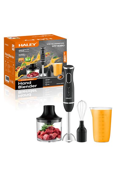 HALEY 4-in-1 Electric Hand Blender, 1600W, Stainless Steel, 2 Speeds + Accessories – Chopper