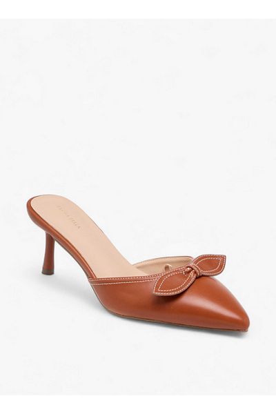 Flora Bella by Shoexpress Women Bow Accent Slip-On Mules with Flared Heels
