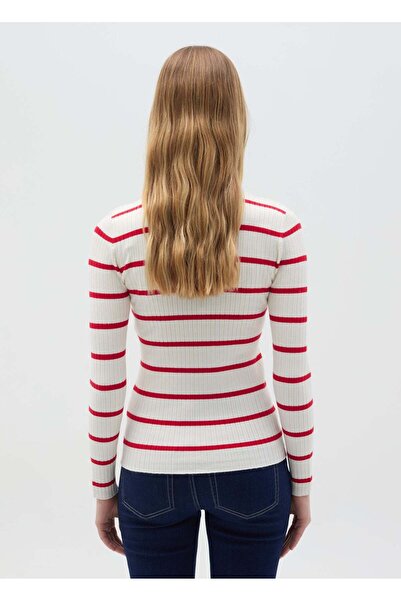 Ovs Flat Ribbed Top With Striped Pattern