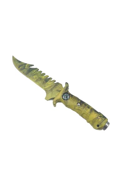 dalimag Cuțit de vânătoare, model camuflaj, busolă, husă textilă, 30 cm, verde,