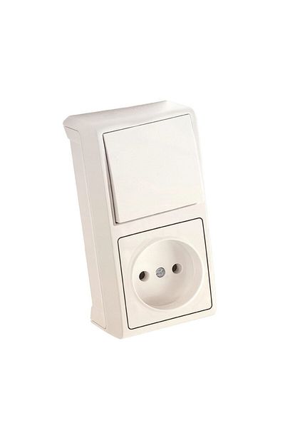 Viko by Panasonic Switch + Outlet Vertical White Vera Viko