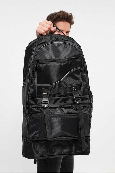Weynes Μαύρο Unisex Αδιάβροχο Bellows Mountaineer Camping Traveling Earthquake Soldier Backpack WSB5052