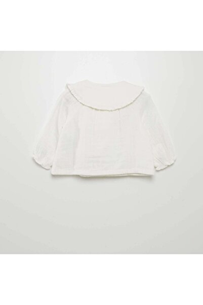 KIABI Double cotton gauze blouse with Peter Pan collar WHITE