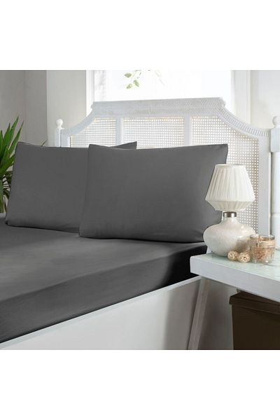 First Choice Flat double bed sheet, 240x260cm with 2 pillowcases, satin cotton, Anthracite