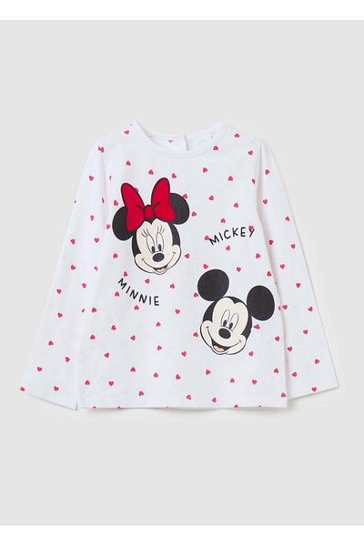 Ovs Long-Sleeved T-Shirt With Minnie And Mickey Mouse Print