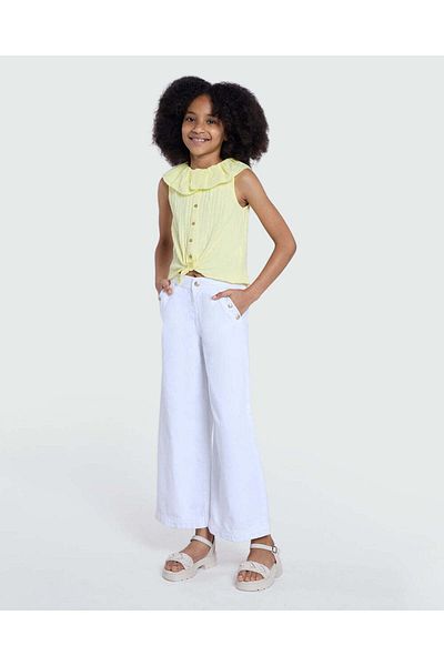 Ovs Girls’ Drill Trousers In Lucent White By