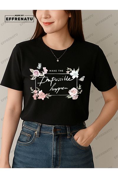 EFFRENATU Plus Size T-Shirt with Floral Print and Distinctive Colors for Women