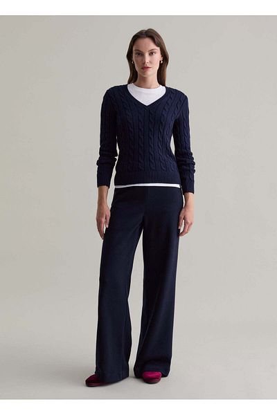 Ovs Cable-Knit Pullover With V Neck
